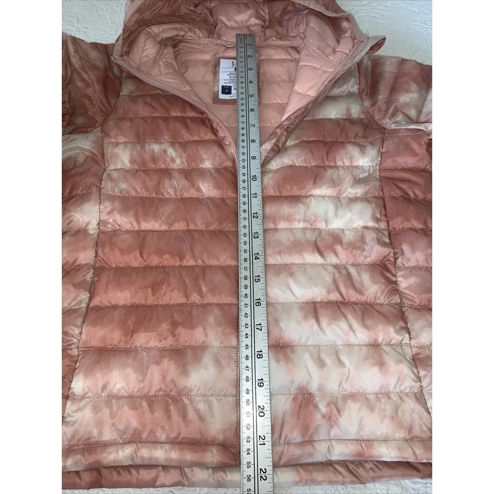 Gap Cold Control‎ Puffer Jacket Girls Size L (10) Pink Tie dye Full zip NWOT